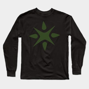 Large Geometric abstract snowflake in forest green Long Sleeve T-Shirt